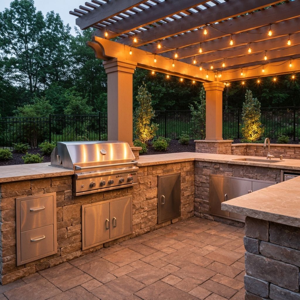 Outdoor kitchen and entertainment area